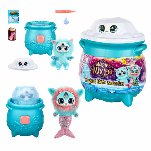 Moose Magic Mixies Magical Gem Surprise Cauldron – Water Magic, средний магический котёл магия воды С питомцем бирюзовый, 14883