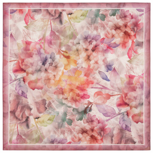 фото Платок павловопосадская платочная мануфактура, 80х80 см, мультиколор, розовый