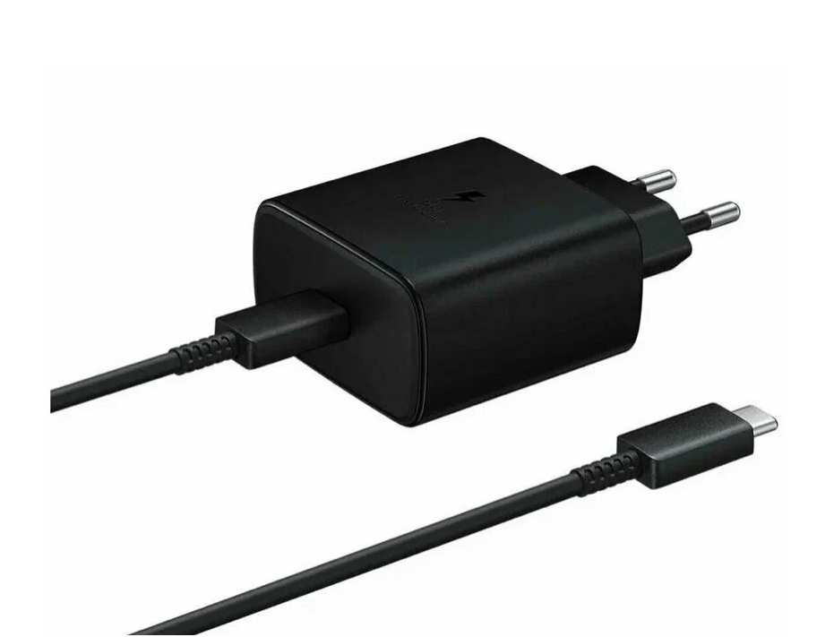 Сетевое зарядное устройство USB-C + USB-C 45W/Зарядный комплект: адаптер + кабель/Супер быстрая зарядка 2.0/Черный
