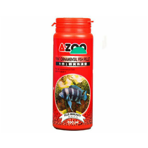 Корм AZOO 9 in 1 Ornamental Fish Pellet в гранулах для аквариумных рыб, 120 мл.