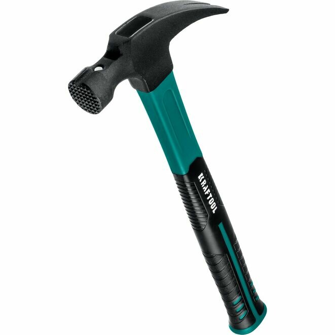 фото KRAFTOOL Fiberglass 560 г молоток-гвоздодёр столярный c фиберглассовой рукояткой