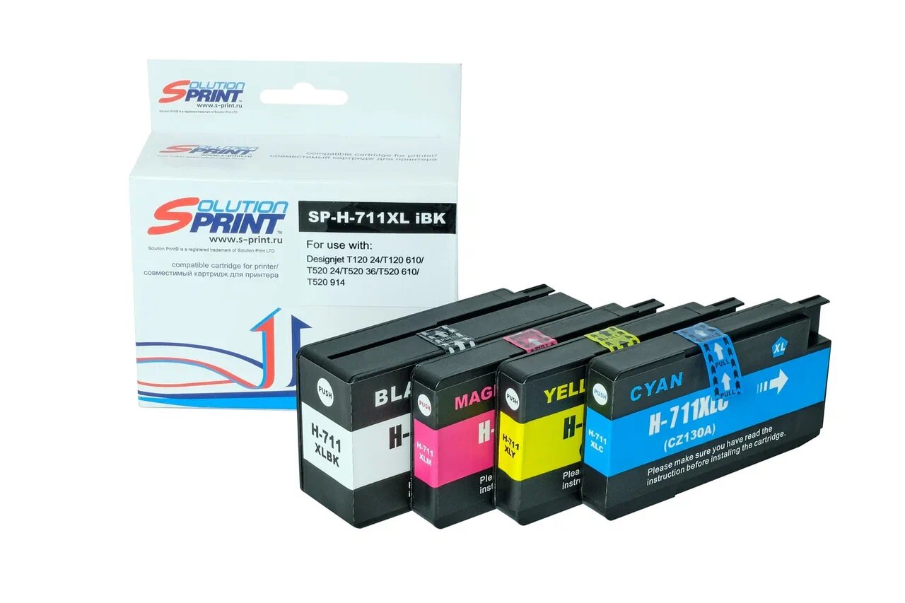 Комплект картриджей Sprint SP-H-711 iBk CZ129A/ 711 iC CZ130A/ 711 iM CZ131A/ 711 iY CZ132A для HP совместимый