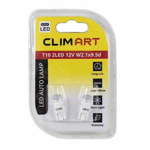 Светодиод 12V 5W (номер, габариты) б/цок. (W5W / W2,1*9 5d T10) 2LED (Clim Art) 2шт