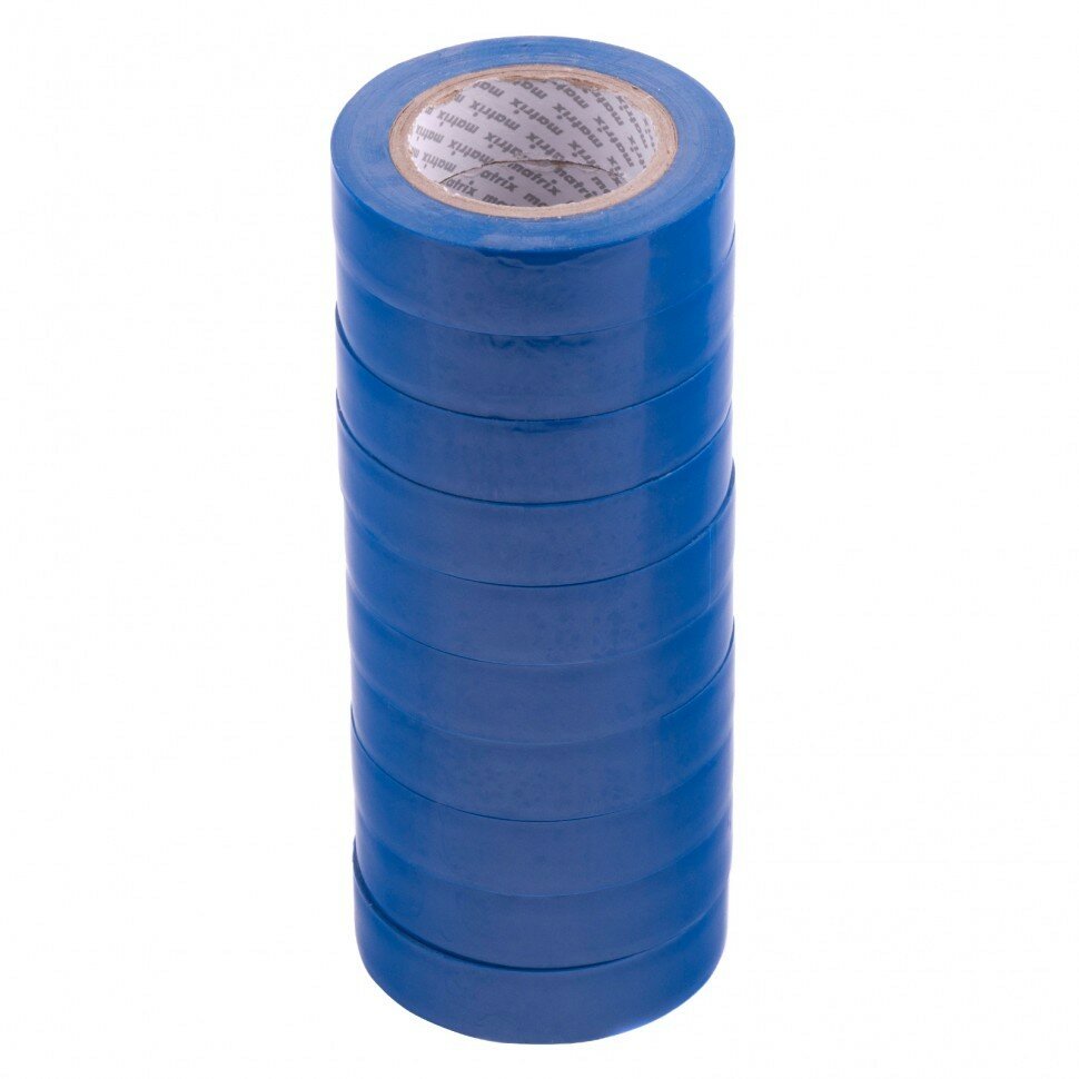 MATRIX Набор изолент ПВХ 15 мм х 10 м, синяя, в упаковке 10 шт, 150 мкм Matrix, ( 88784 )