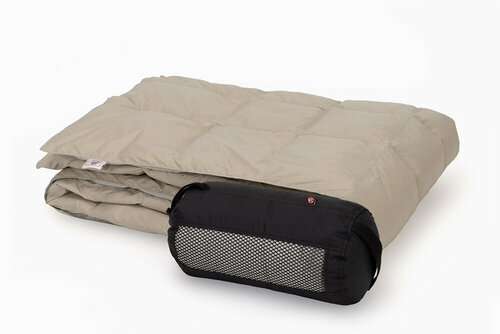 Дорожный плед-одеяло пуховый German Grass Travel бежевый/серый 140х200 облегченное