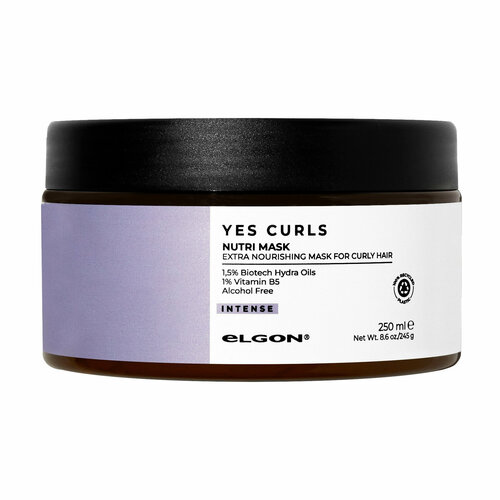 Питательная маска для кудрявых волос Nutri Mask Yes Curls Elgon, 250 мл увлажняющий шампунь для кудрявых волос hydra shampoo yes curls elgon 250 мл