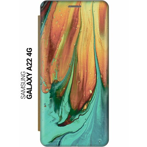 Чехол-книжка на Samsung Galaxy A22, M32, M22, Самсунг А22, М32, М22 c принтом Смешение золотистый чехол книжка на samsung galaxy a22 m32 m22 самсунг а22 м32 м22 c принтом сиреневый арбуз золотистый