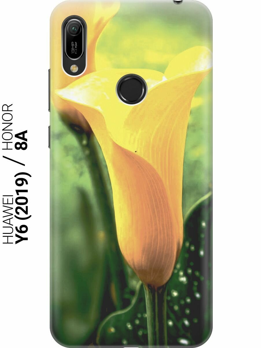 Силиконовый чехол на Huawei Y6 (2019) / Y6 Prime (2019) / Honor 8A / 8A Pro / Хонор 8а / Хонор 8а Про / Хуавей У6 2019 / Хуавей У6 Прайм 2019 с принтом "Желтые каллы"