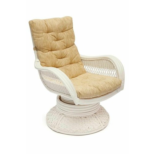 Кресло-качалка TetChair ANDREA RELAX MEDIUM с матрасом каркас - TCH White (белый), мягкие элементы - кремовый