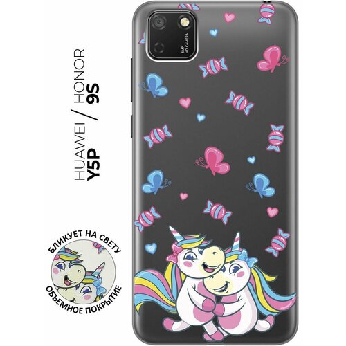 Силиконовый чехол с принтом Unicorns and Candies для Honor 9S / Huawei Y5P / Хуавей У5Р / Хонор 9с матовый чехол unicorns and candies для honor 9 хонор 9 с 3d эффектом черный