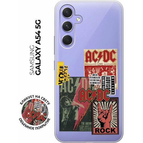 Силиконовый чехол с принтом AC/DC Stickers для Samsung Galaxy A54 5G / Самсунг А54 силиконовый чехол с принтом ac dc stickers для samsung galaxy a54 5g самсунг а54