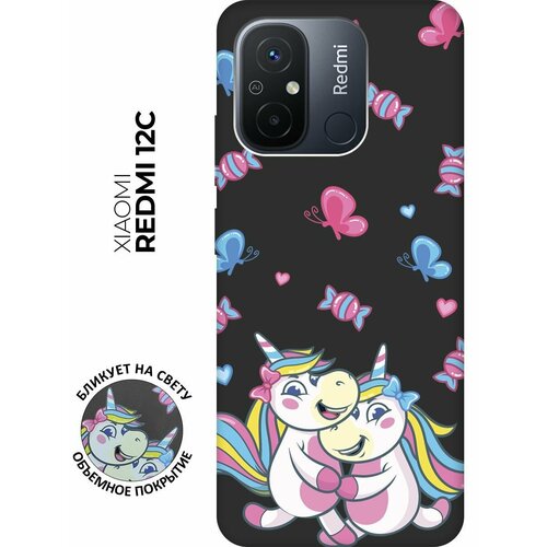 Матовый чехол Unicorns and Candies для Xiaomi Redmi 12C / Сяоми Редми 12С с 3D эффектом черный матовый чехол bull and poo для xiaomi redmi 12c сяоми редми 12с с 3d эффектом черный