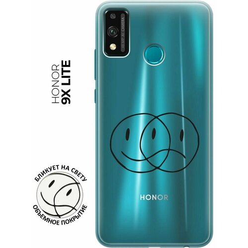 Силиконовый чехол с принтом Two Faces для Honor 9X Lite / Хонор 9Х Лайт силиконовый чехол с принтом camomiles для honor 9x lite хонор 9х лайт