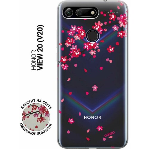 Ультратонкий силиконовый чехол-накладка Transparent для Honor View 20 (V20) с 3D принтом Sakura ультратонкий силиконовый чехол накладка transparent для honor view 20 v20 с 3d принтом fox queen