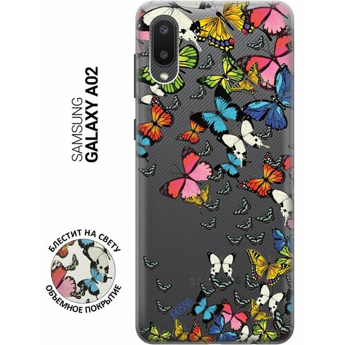 ультратонкий силиконовый чехол накладка для samsung galaxy a31 с 3d принтом magic butterflies Ультратонкий силиконовый чехол-накладка Transparent для Samsung Galaxy A02 с 3D принтом Magic Butterflies