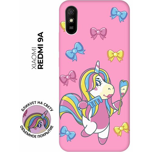 Матовый чехол Lady Unicorn для Xiaomi Redmi 9A / Сяоми Редми 9А с 3D эффектом розовый матовый чехол lady unicorn для xiaomi redmi 10 сяоми редми 10 с 3d эффектом розовый