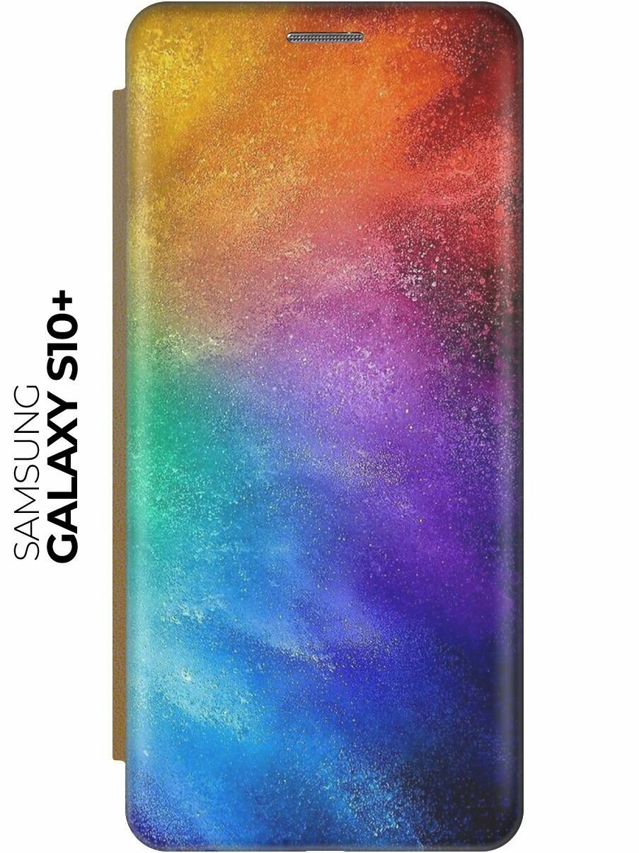 Чехол-книжка Торжество красок на Samsung Galaxy S10+ / Самсунг С10 Плюс золотой