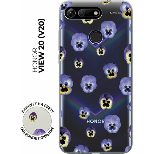 Силиконовый чехол с принтом Pansies для Honor View 20 (V20) / Хонор Вив 20 силиконовый чехол волшебные сердечки на honor view 20 v20 хонор вив 20 с эффектом блика