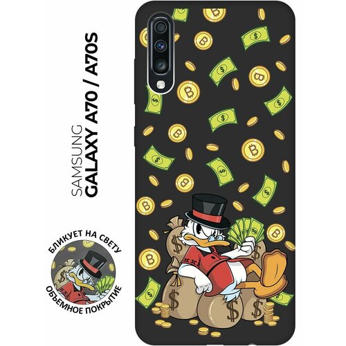 Матовый чехол Rich Scrooge для Samsung Galaxy A70 / A70s / Самсунг А70 / А70с с 3D эффектом черный матовый чехол two faces w для samsung galaxy a70 a70s самсунг а70 а70с с 3d эффектом черный