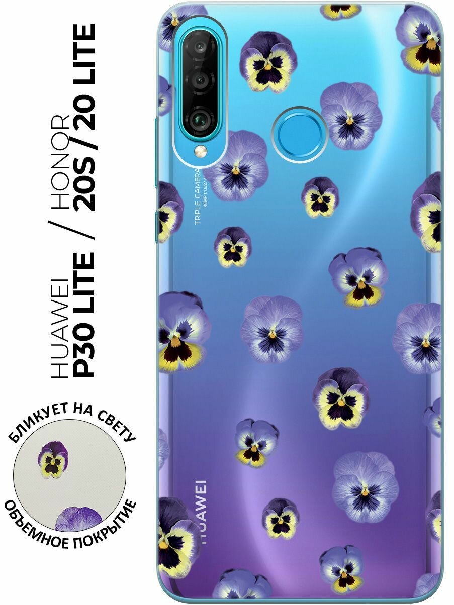 Силиконовый чехол с принтом Pansies для Honor 20 Lite / 20s / Huawei P30 Lite / Хуавей П30 Лайт / Хонор 20 Лайт / 20s