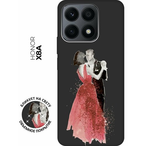 Матовый чехол Dancing Couple для Honor X8a / Хонор Х8А с 3D эффектом черный матовый чехол dancing couple для honor 80 хонор 80 с 3d эффектом черный