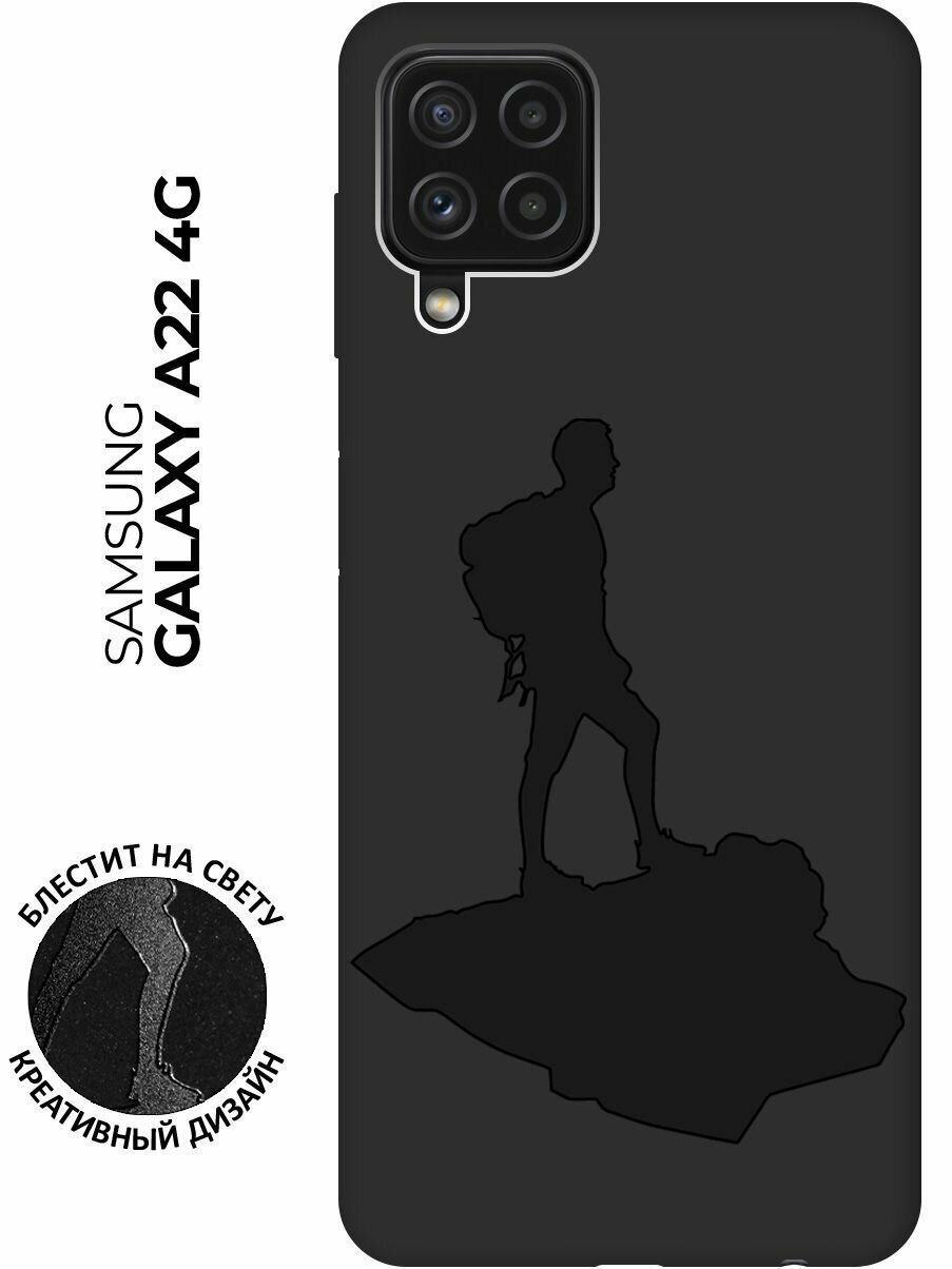 Матовый чехол Trekking для Samsung Galaxy A22 / M32 / M22 / Самсунг А22 / М32 / М22 с эффектом блика черный
