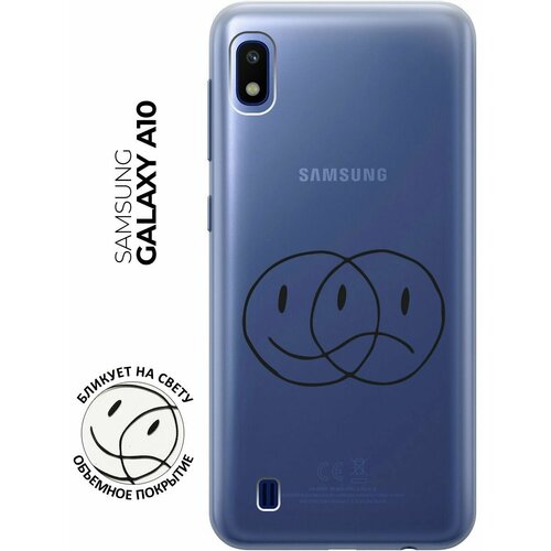 Силиконовый чехол с принтом Two Faces для Samsung Galaxy A10 / Самсунг А10 матовый чехол two faces w для samsung galaxy a10 самсунг а10 с 3d эффектом черный