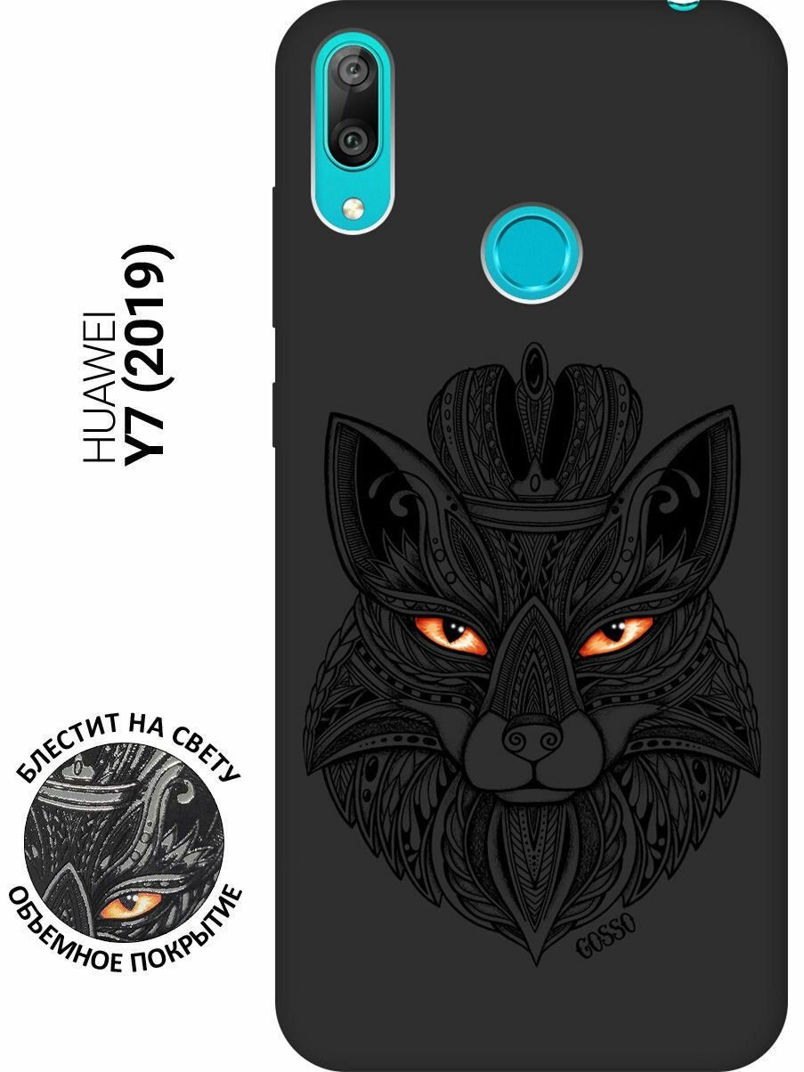 Ультратонкая защитная накладка Soft Touch для Huawei Y7 (2019) с принтом "Fox Queen" черная