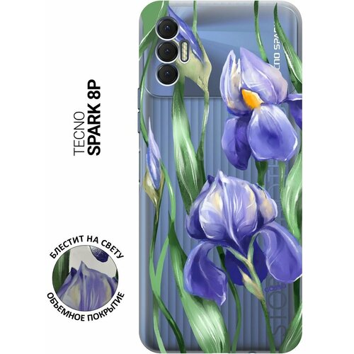 Силиконовый чехол на Tecno Spark 8P / Техно Спарк 8Р с 3D принтом Amazing Irises прозрачный силиконовый чехол на tecno spark 8p техно спарк 8р с 3d принтом amazing roses прозрачный