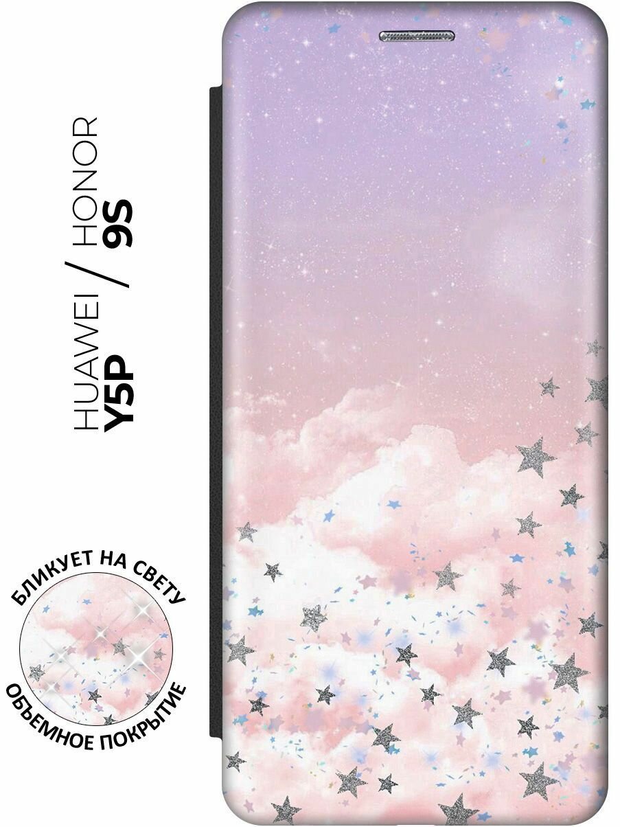 Чехол-книжка Небо в звездах на Honor 9S / Huawei Y5P / Хуавей У5Р / Хонор 9с с эффектом блика черный