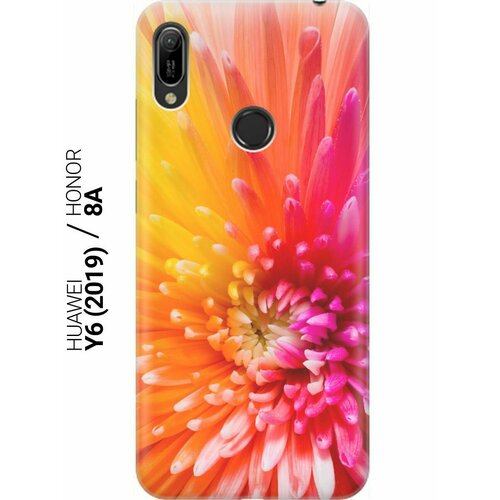 Ультратонкий силиконовый чехол-накладка для Huawei Y6 (2019), Honor 8A с принтом Розовая хризантема
