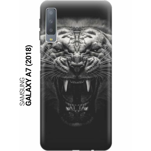 GOSSO Ультратонкий силиконовый чехол-накладка для Samsung Galaxy A7 (2018) с принтом Оскал тигра ультратонкий силиконовый чехол накладка для samsung galaxy a42 с принтом оскал тигра