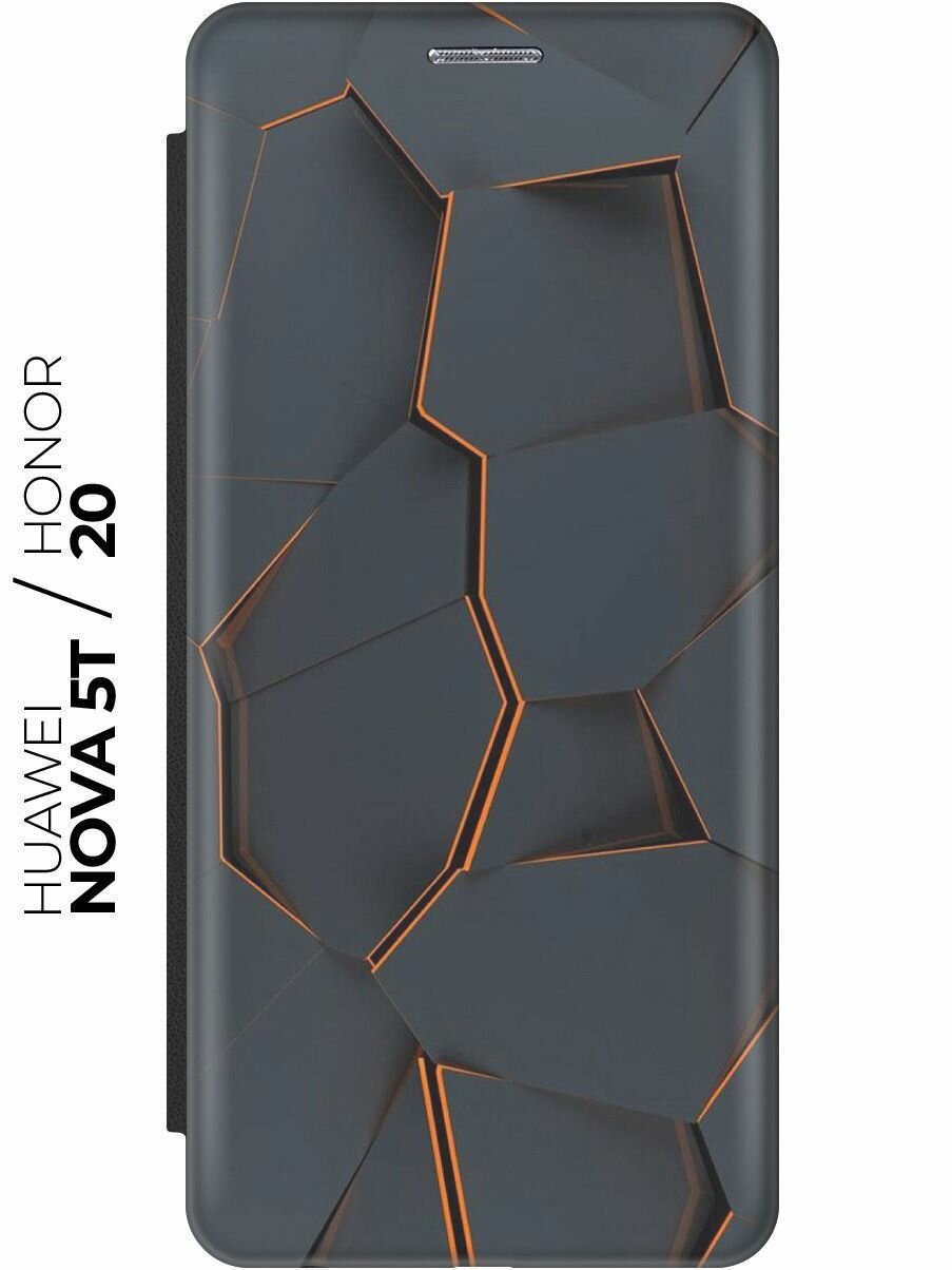 Чехол-книжка Графитовый излом на Honor 20 / Huawei Nova 5T / Хонор 20 / Хуавей Нова 5Т черный