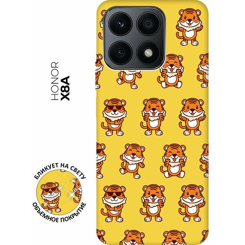 Матовый чехол Tigers Pattern для Honor X8a / Хонор Х8А с 3D эффектом желтый матовый чехол retriver для honor x8a хонор х8а с 3d эффектом желтый