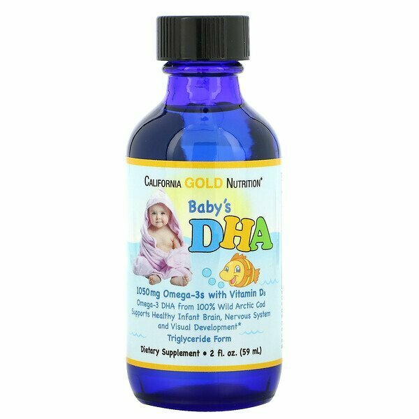 Изображение California Gold Nutrition Baby's DHA Omega-3 with vitamin D3 фл, 59 мл, 270 г