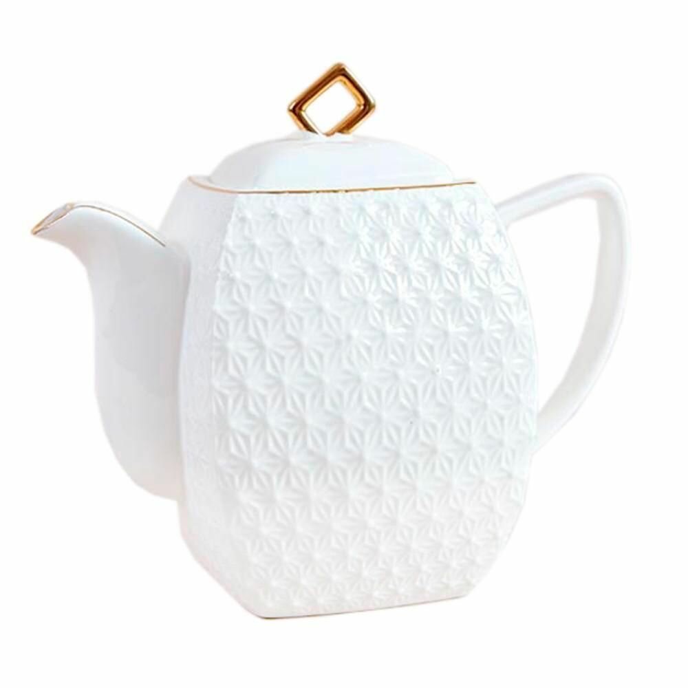 Чайник керамический заварочный 550 мл бело-золотой Снежная королева