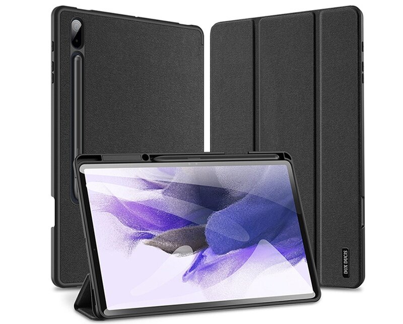 Чехол-книжка MyPads из пластика с функцией засыпания для Samsung Galaxy Tab S7 FE 12.4 SM-T735N (2021) черного цвета.