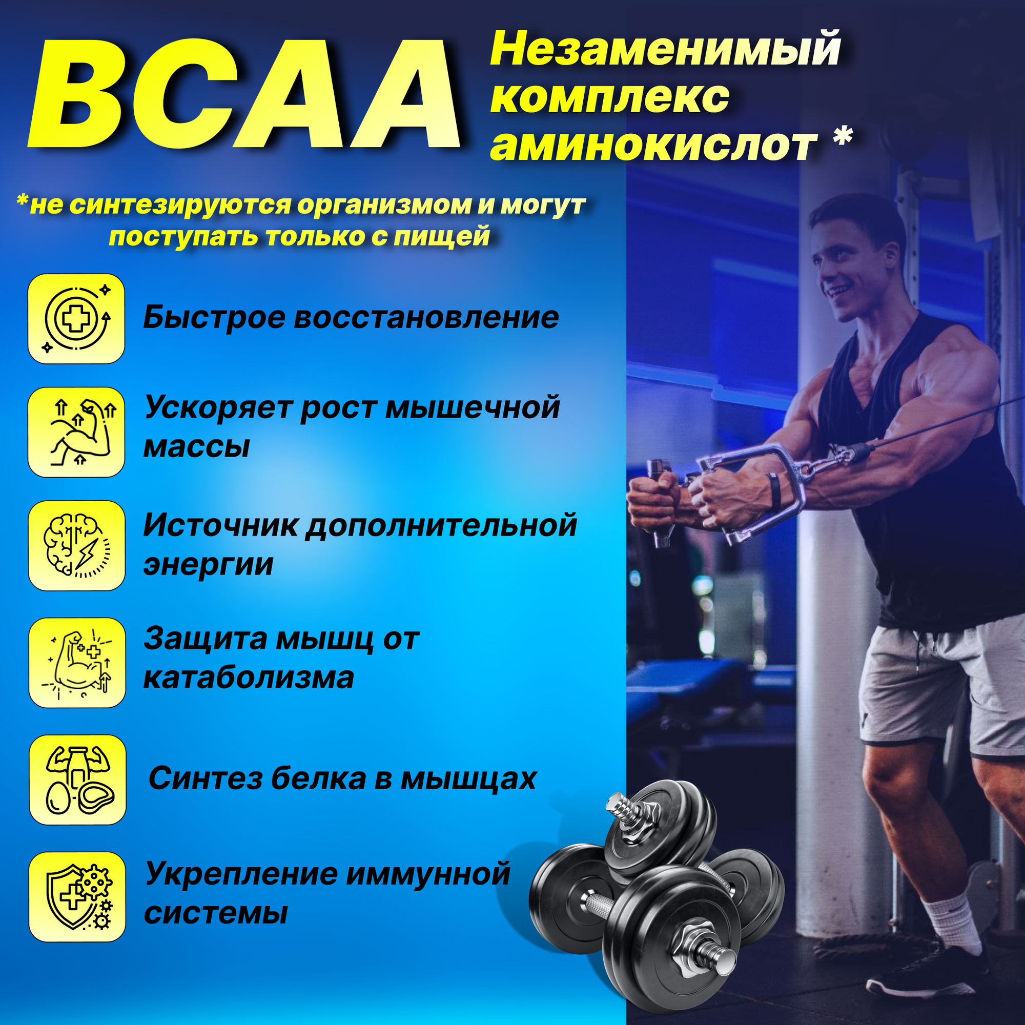 BCAA 2:1:1 Bio-Prime порошок / Для роста мышц и выносливости / Вкус манго 180 гр.