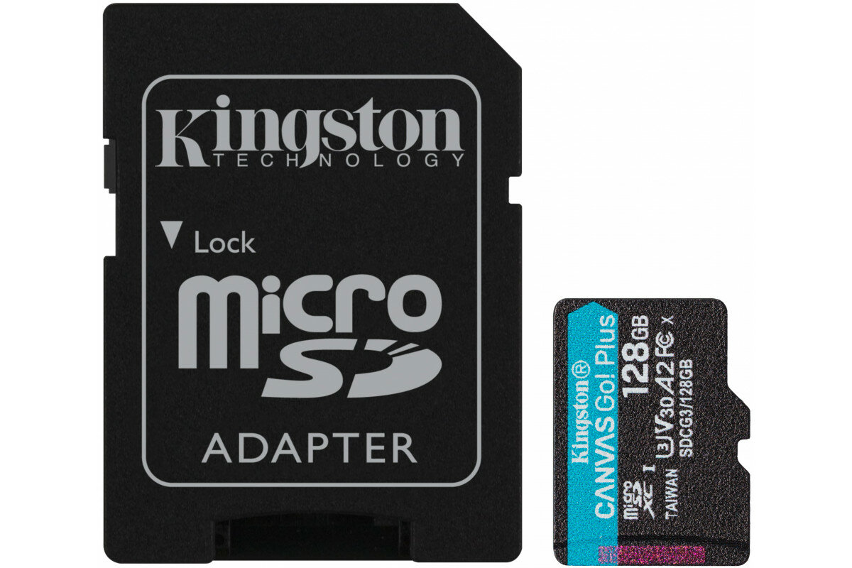 Карта памяти Kingston microSDXC Canvas Go Plus Class 10 UHS-I U3 (170/90MB/s) 128GB + ADP