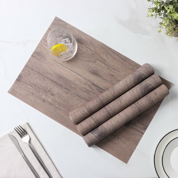 фото Набор салфеток сервировочных Доляна «Дерево», 4 шт, 45×30 см, цвет коричневый