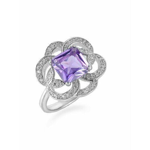 фото Кольцо l-silver, серебро, 925 проба, родирование, размер 16.5, фиолетовый, серебряный