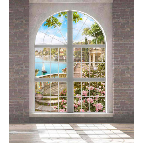 Фотообои Окно аркой с видом на набережную 275x240 (ВхШ), бесшовные, флизелиновые, MasterFresok арт 7-651
