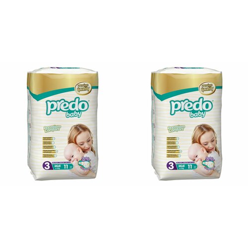 Подгузники для детей, Predo Baby, размер 3, 4-9 кг, 11 шт, 2 уп