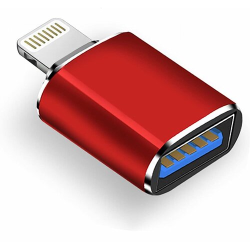 Адаптер переходник Lightning - USB OTG для iPhone, iPad, алюминиевый Красный