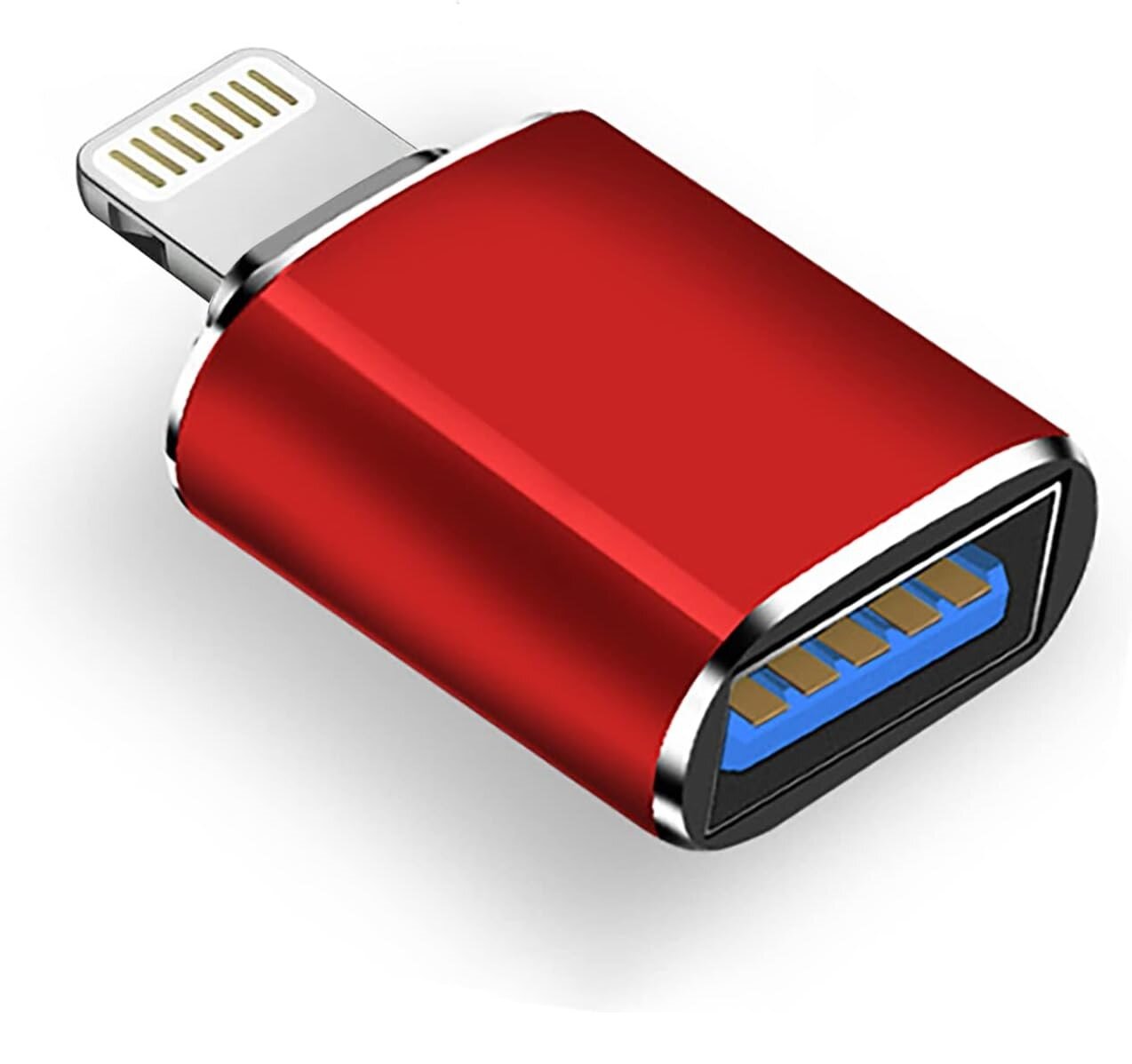 Адаптер переходник Lightning - USB OTG для iPhone, iPad, алюминиевый Красный