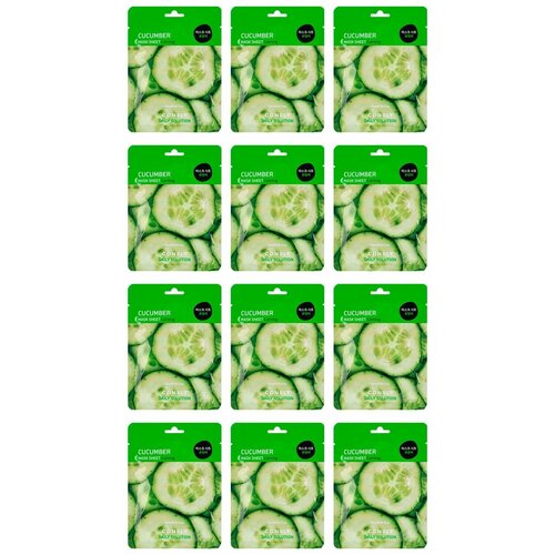 CONSLY Маска тканевая для лица с экстрактом огурца, Cucumber 25мл - 12 штук маска для лица dabo маска тканевая для лица с экстрактом огурца cucumber first solution mask pack