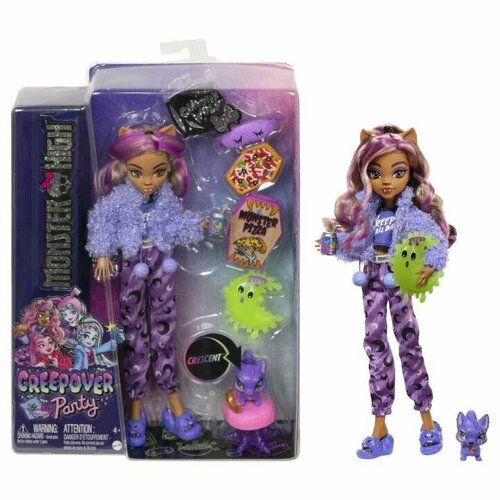 Monster High Doll And Sleepover Accessories, Clawdeen Wolf, Creepover Party - Кукла Монстер Хай Клодин Вульф, Вечеринка с ночевкой HKY67 кукла монстр хай твайла пижамная вечеринка monster high creepover party twyla doll