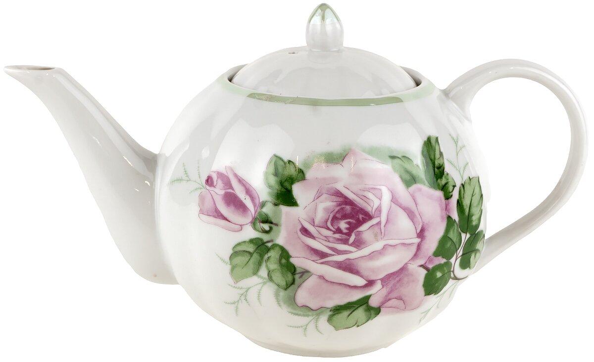 Чайник заварочный "Роза", фарфор, Дулево, СССР, вторая половина 20 века