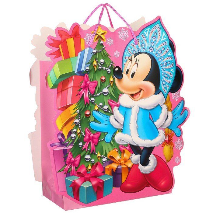 Пакет ламинированный вертикальный, 23 х 27 х 11,5 см "С Новым Годом", Минни Маус