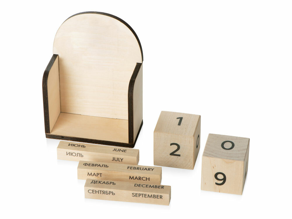 Календарь "Вечный" из натурального дерева, 13 x 9.5 x 5 см, бежевый — фото 1